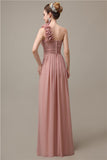 Simple A-line One-Shoulder Floor-Length Chiffon Bridesmaid Dresses