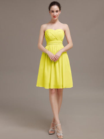 Sweetheart Chiffon A-line Short Bridesmaid Dresses