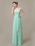 Simple A-line Chiffon Straight Floor-Length Long Bridesmaid Dresses