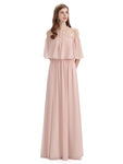 Simple A-Line Off The Shoulder Chiffon Long Bridesmaid Dresses