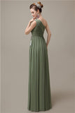 Charming One-shoulder A-line Chiffon Floor-Length Long Bridesmaid Dresses