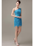 Charming Lace One-shoulder Short Bridesmaid Dresses