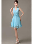 High-low Chiffon A-line Halter Short Bridesmaid Dresses