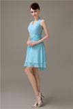 High-low Chiffon A-line Halter Short Bridesmaid Dresses