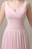 Spaghetti Strap A-line Simple Chiffon Floor-Length Long Bridesmaid Dresses