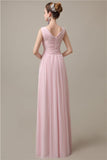 Spaghetti Strap A-line Simple Chiffon Floor-Length Long Bridesmaid Dresses