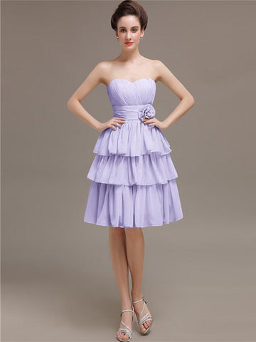 Sweetheart Pleats A-line Short Bridesmaid Dresses