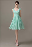 Simple A-line Knee-Length Chiffon Half-Back Bridesmaid Dresses