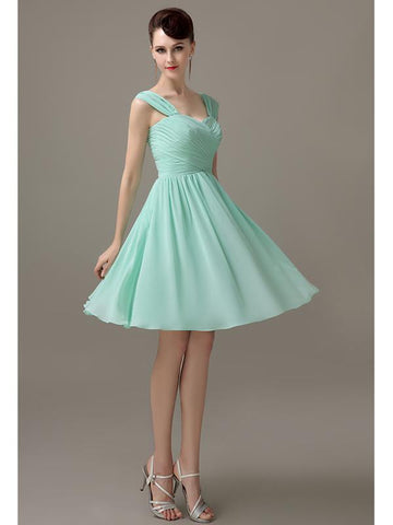 Simple A-line Knee-Length Chiffon Half-Back Bridesmaid Dresses