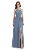 Charming Halter Side Slit Floor Lenght Bridesmaid Dresses