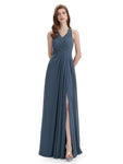 Elegant V-neck Side Slit Floor Length Bridesmaid Dresses