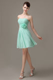 Sweatheart A-line Chiffon Short Bridesmaid Dresses with flower