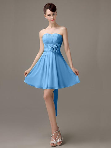 Sweatheart A-line Chiffon Short Bridesmaid Dresses with flower