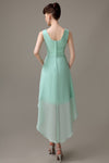 A-line Chiffon V-Neck High-Low Short Beach Bridesmaid Dresses