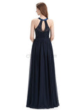 Beautiful Halter Chiffon A-line Sleeveless Floor-Length Bridesmaid Dresses