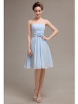 Pretty Strapless Flower Belt A-line Knee-Length Bridesmaid Dresses