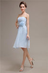 Pretty Strapless Flower Belt A-line Knee-Length Bridesmaid Dresses