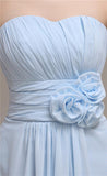 Pretty Strapless Flower Belt A-line Knee-Length Bridesmaid Dresses