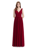 Simple Spaghetti Straps Chiffon A-line Sleeveless Floor-Length Bridesmaid Dresses