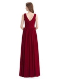 Simple Spaghetti Straps Chiffon A-line Sleeveless Floor-Length Bridesmaid Dresses