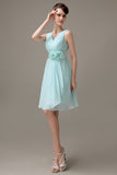 Cheap A-line Chiffon V-Neck Sleeveless Short Bridesmaid Dresses