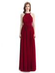 Charming Halter Chiffon A-line Sleeveless Floor-Length Bridesmaid Dresses