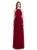 Charming Halter Chiffon A-line Sleeveless Floor-Length Bridesmaid Dresses