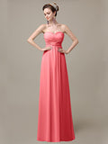 A-line Sweetheart Chiffon Floor-Length Long Bridesmaid Dresses