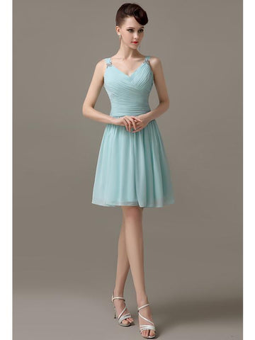 Chiffon Sexy V-neck A-line Knee-Length Bridesmaid Dresses