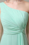 Simple A-line Chiffon One Shoulder Floor-Length Long Bridesmaid Dresses.