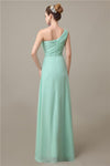 Simple A-line Chiffon One Shoulder Floor-Length Long Bridesmaid Dresses.