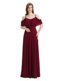 Elegant A-line Spaghetti Straps Chiffion Floor-Length Bridesmaid Dresses