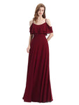 Elegant A-line Spaghetti Straps Chiffion Floor-Length Bridesmaid Dresses