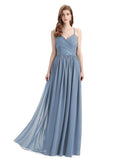 Elegant Spaghetti Straps A-line Chiffion Floor-Length Bridesmaid Dresses