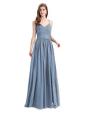 Elegant Spaghetti Straps A-line Chiffion Floor-Length Bridesmaid Dresses