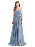 Elegant Spaghetti Straps A-line Chiffion Floor-Length Bridesmaid Dresses