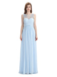 Elegant A-line Chiffon Sleeveless Long Bridesmaid Dresses