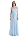 Elegant A-line Chiffon Sleeveless Long Bridesmaid Dresses