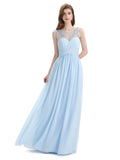 Elegant A-line Chiffon Sleeveless Long Bridesmaid Dresses