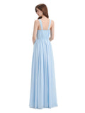 Elegant A-line Chiffon Sleeveless Long Bridesmaid Dresses