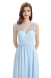 Elegant A-line Chiffon Sleeveless Long Bridesmaid Dresses