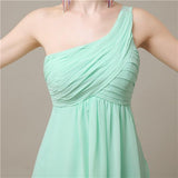 A-line Chiffon One Shoulder Knee-Length Short Bridesmaid Dresses