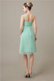 A-line Chiffon One Shoulder Knee-Length Short Bridesmaid Dresses