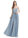 Spaghetti Straps A-line Chiffon Side Slit Long Bridesmaid Dresses