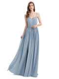 Spaghetti Straps A-line Chiffon Side Slit Long Bridesmaid Dresses