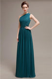 Simple One-shoulder Chiffon Long Bridesmaid Dresses