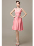 Elegant V-neck  A-line Knee-Length Bridesmaid Dresses