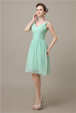 Elegant V-neck  A-line Knee-Length Bridesmaid Dresses