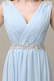 A-line Chiffon V-Neck Floor-Length Long Bridesmaid Dresses