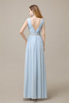 A-line Chiffon V-Neck Floor-Length Long Bridesmaid Dresses